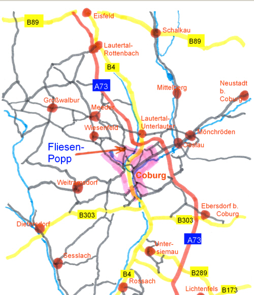 Anfahrtskizze Landkreis Coburg